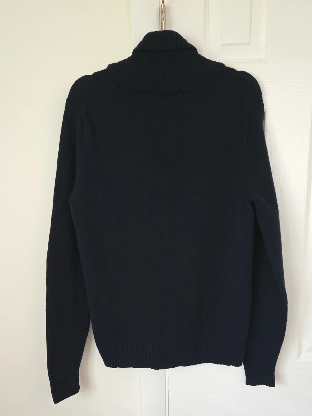 J. Crew Men’s Lambswool Shawl Collar Knit Sweater Navy Size Small NWOT